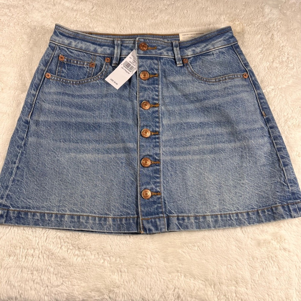 American Eagle Outfitters Denim A-Line Skirt Button Front Super Hi-Rise‎ Size 4